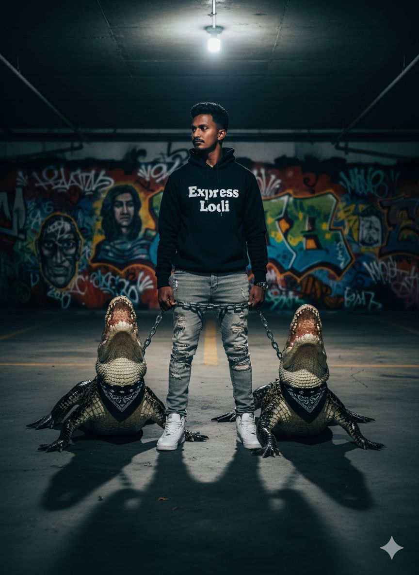 man standing in a gritty parking garage