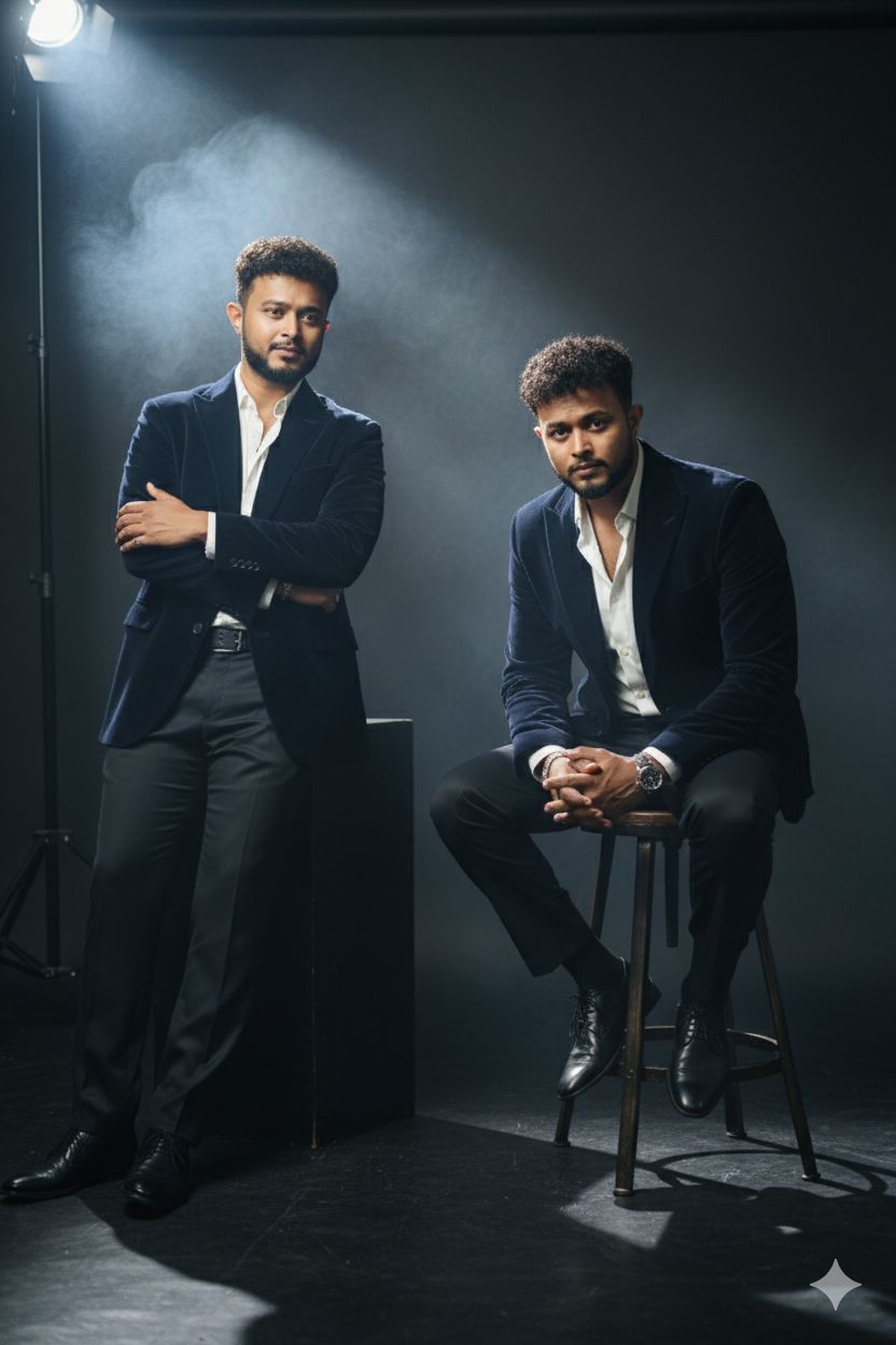 hyper-realistic cinematic editorial studio portrait