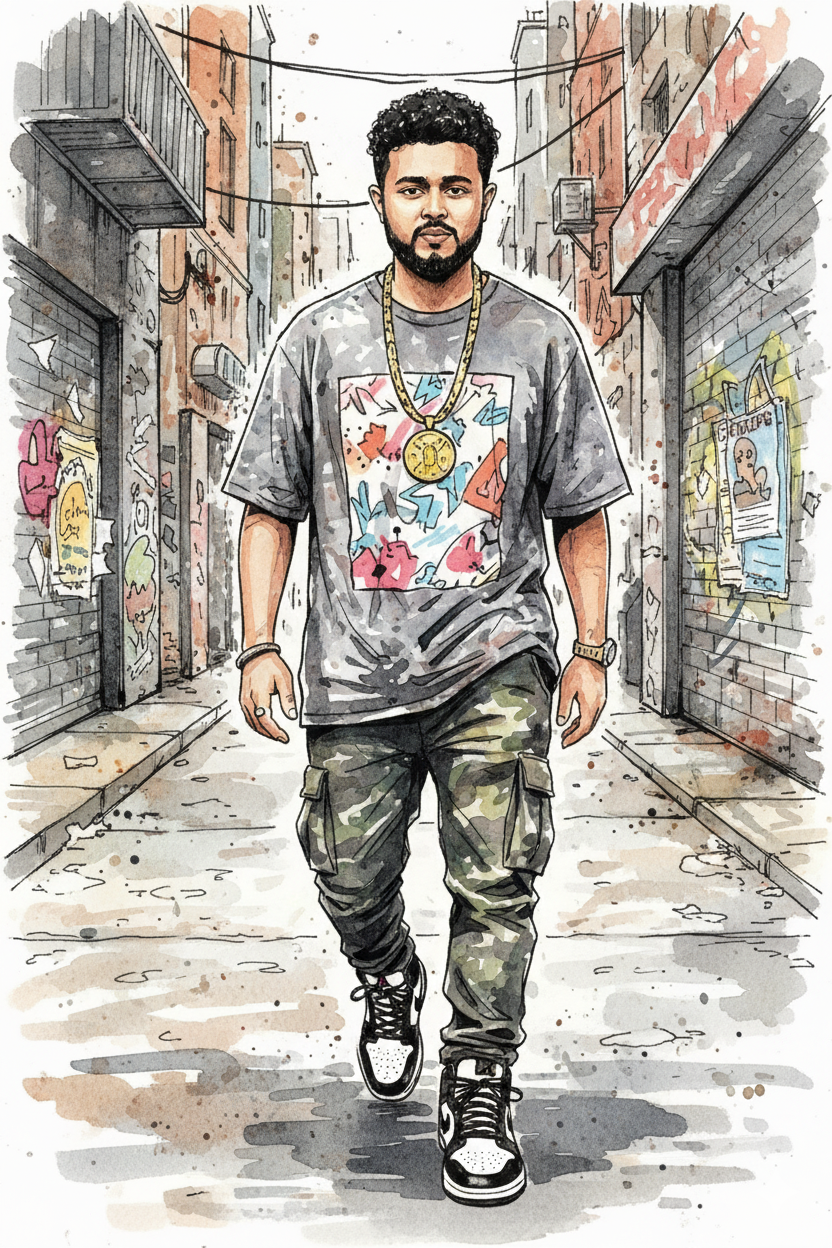 90’s-inspired hip-hop outfit